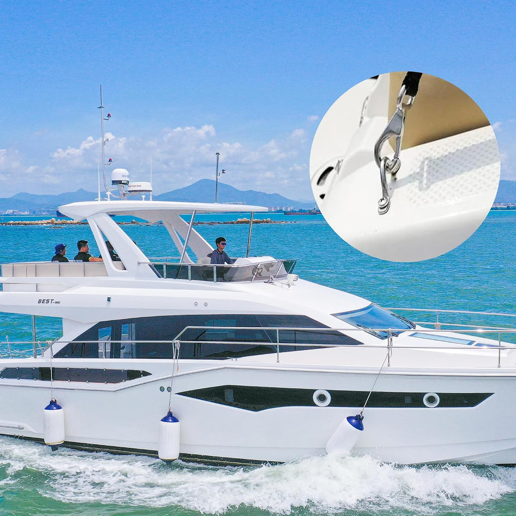10 PCS Stainless Steel Bimini Top Hardware, Pad Eye Straps for Boat with 20PCS Screws, Kayak Deck Boat Cleats Eye Loops Tie Down