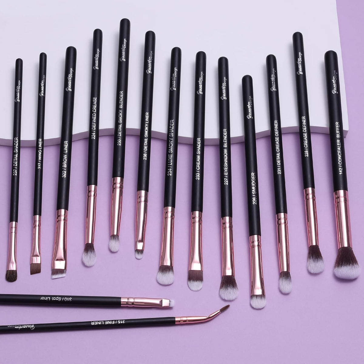15Pcs Professional Eye shadow brush set (Rose Gold & Black)