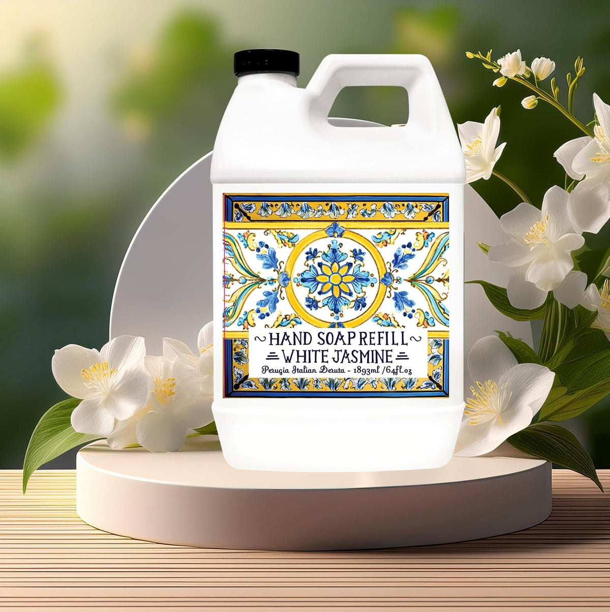 Perugia Italian Deruta Hand Soap Refill Set, White Jasmine and Coconut Citrus Scents, 64 Fl Oz Bottles, 2-Pack