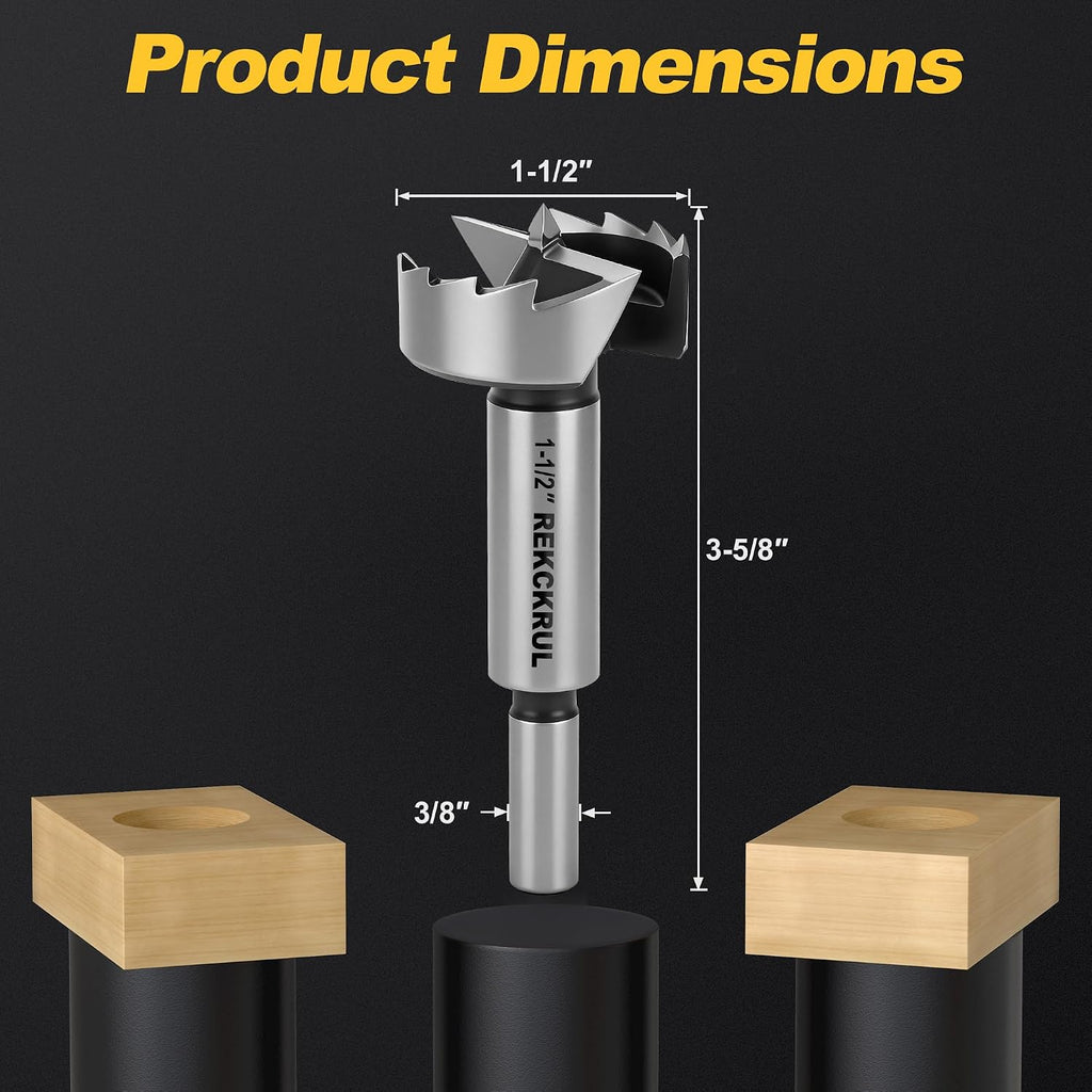 1-1/2 Inch Forstner Bit, 1-1/2" Forstner Drill Bit for Woodworking | Hinge Cutter for Hardwood, Plywood, Plastic