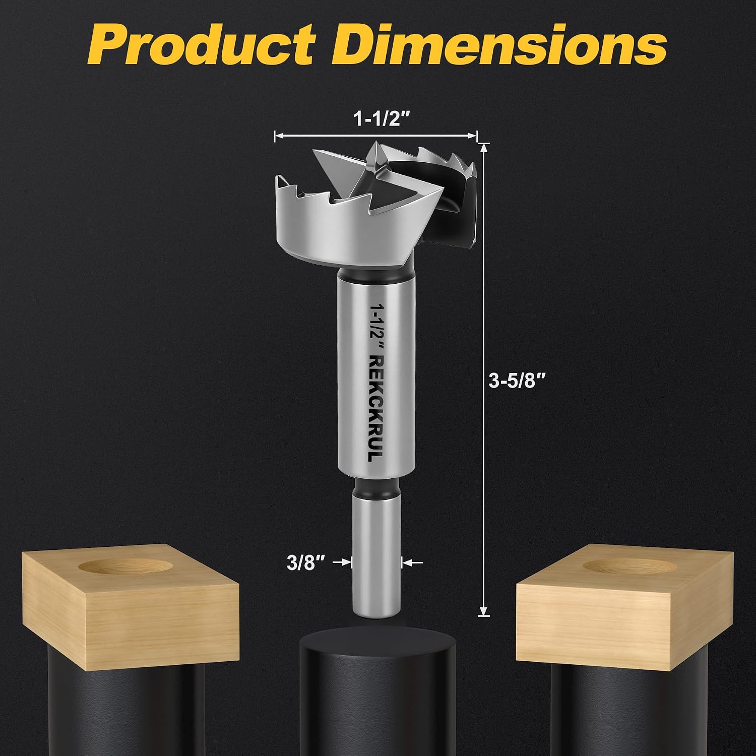 1-1/2 Inch Forstner Bit, 1-1/2" Forstner Drill Bit for Woodworking | Hinge Cutter for Hardwood, Plywood, Plastic