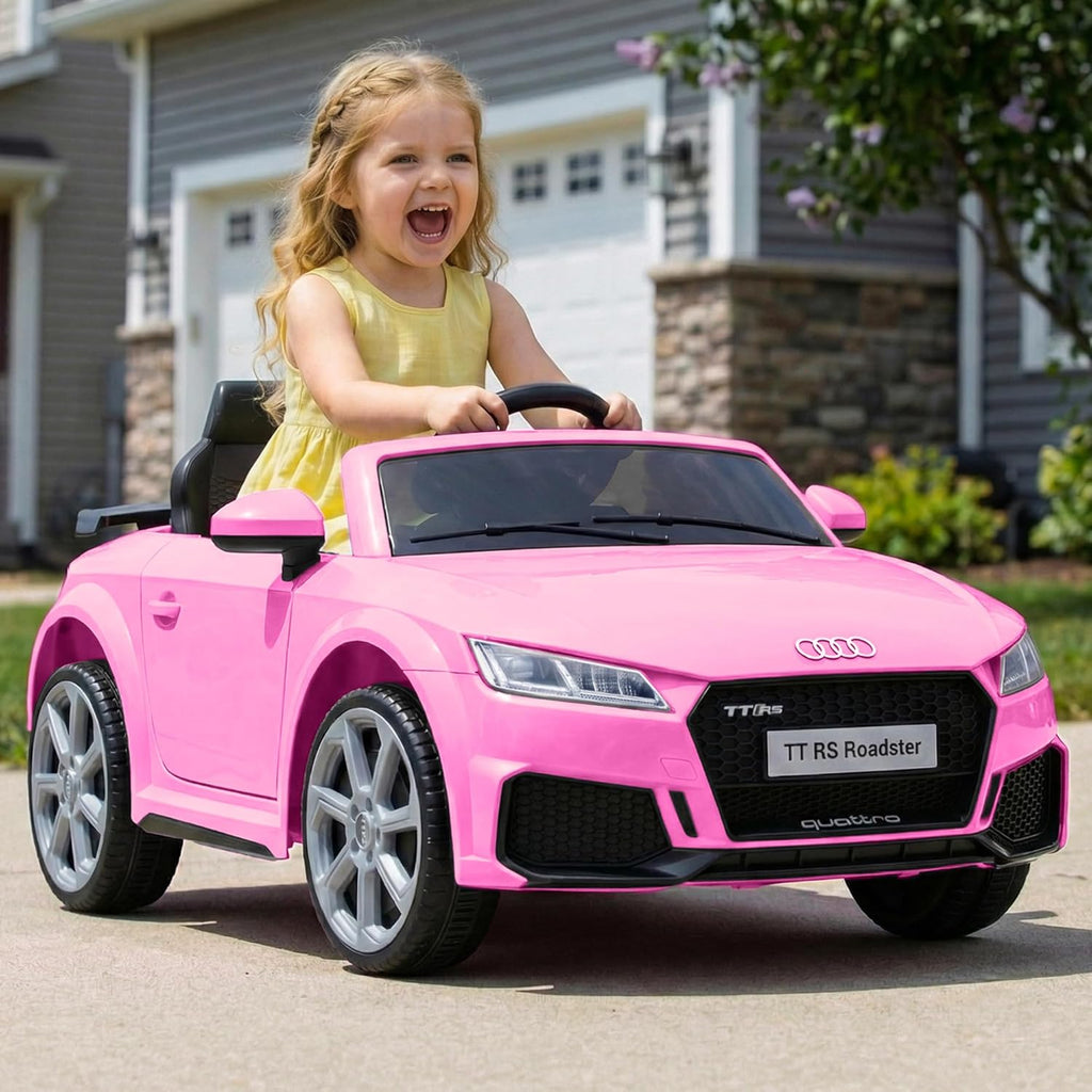 Licensed Audi Electric Car for Kids, 24V Ride on Toy Car for Toddlers with Remote Control, Bluetooth - Light Pink