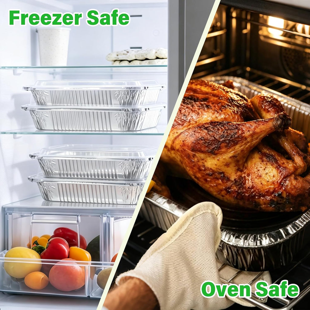 8x8 Aluminum Pans with Clear Plastic Lids 10 Pack Foil Pans with Lids
