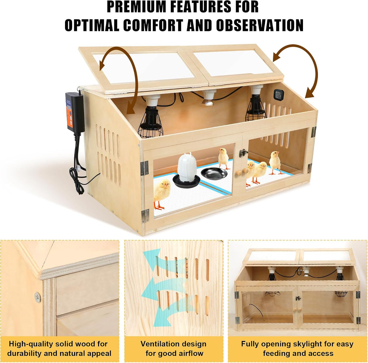 Intelligent Chicken Brooder Box for Chick with Smart Thermostat 32" Wide