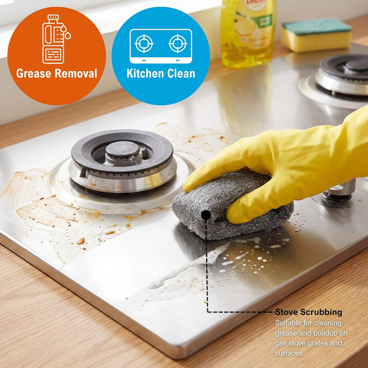 0000 Fine Steel Wool Scrubber Pads for Glass Cleaning & Polishing,8-Pk