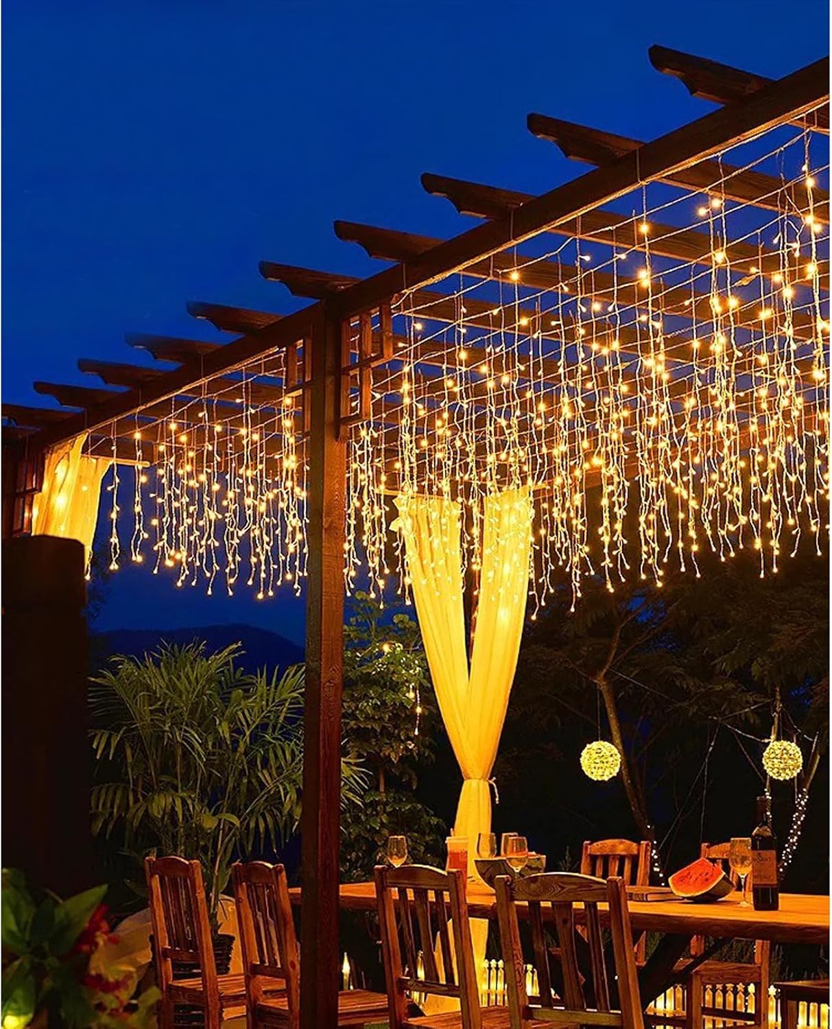 Icicle Lights Outdoor, 32.8 FT 400 LED 8 Modes Christmas String Fairy Lights with 80 Drops, Twinkle Waterproof