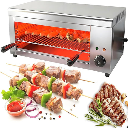 Commercial Salamander Broiler, 122-572℉ Electric Salamander Cheese Melter Stainless Steel Salamander Grill For Melt