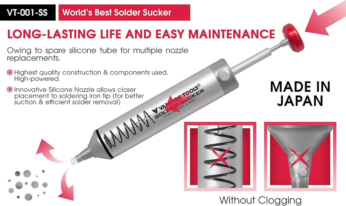 VAMPLIERS Professional Grade Solder Sucker Made in Japan Desoldering Pump