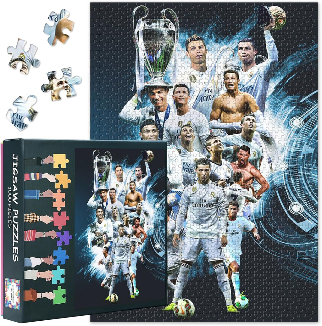 1000 Piece Cristiano Ronaldo Jigsaw Puzzle Soccer Legend Iconic Celebration, CR7 Wall Art Collector's Premium Edition