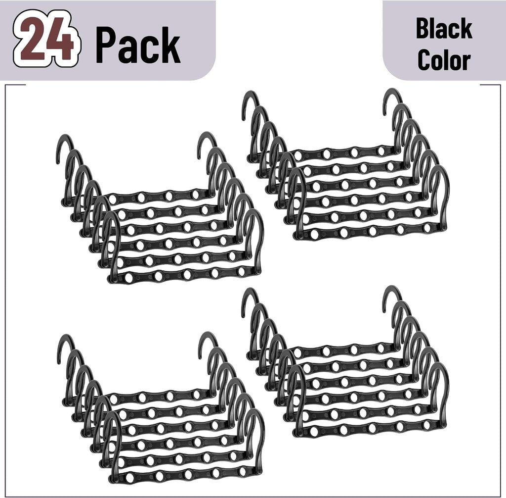 Space Saving Hangers for Clothes, 24 pcs, 5 Slots, Bulk Plastic, Collapsible Hangers with 360° Swivel Hook, Hanger