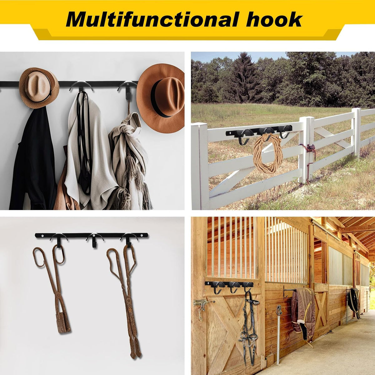 2 Pcs Bridle Rack for Horse Wall Mount, Horse Tack Bulk, Three Hooks