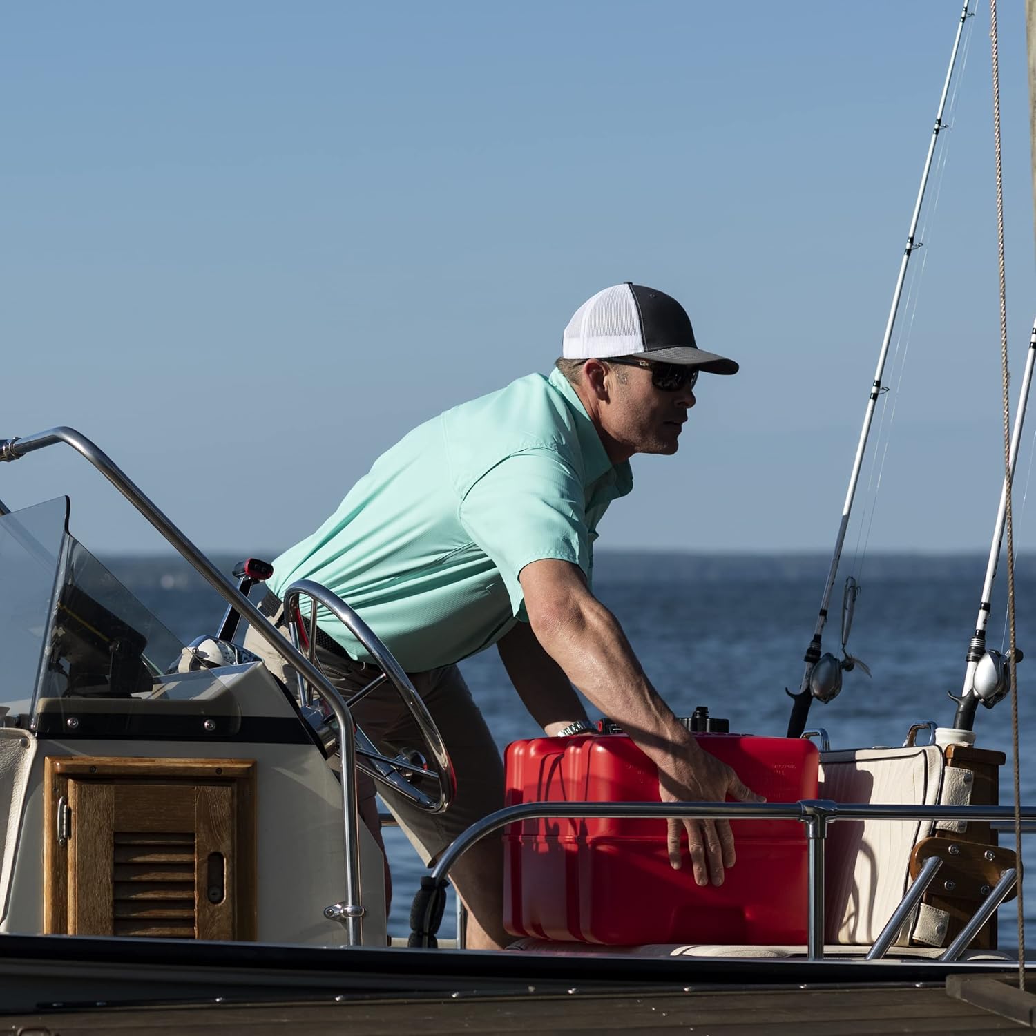 12 Gallon Portable Marine Gas Can, Large Capacity Boat Fuel Tank | Tall Profile, 2-Way Vented Cap, Built-In Fuel
