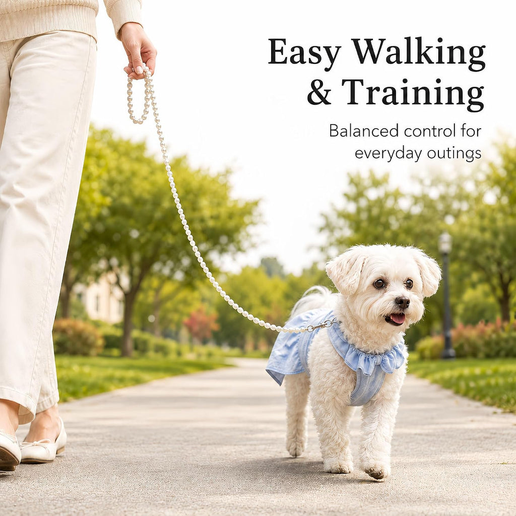 Pearl Dog Collar Training Leash for Pets Elegant Walking Lead