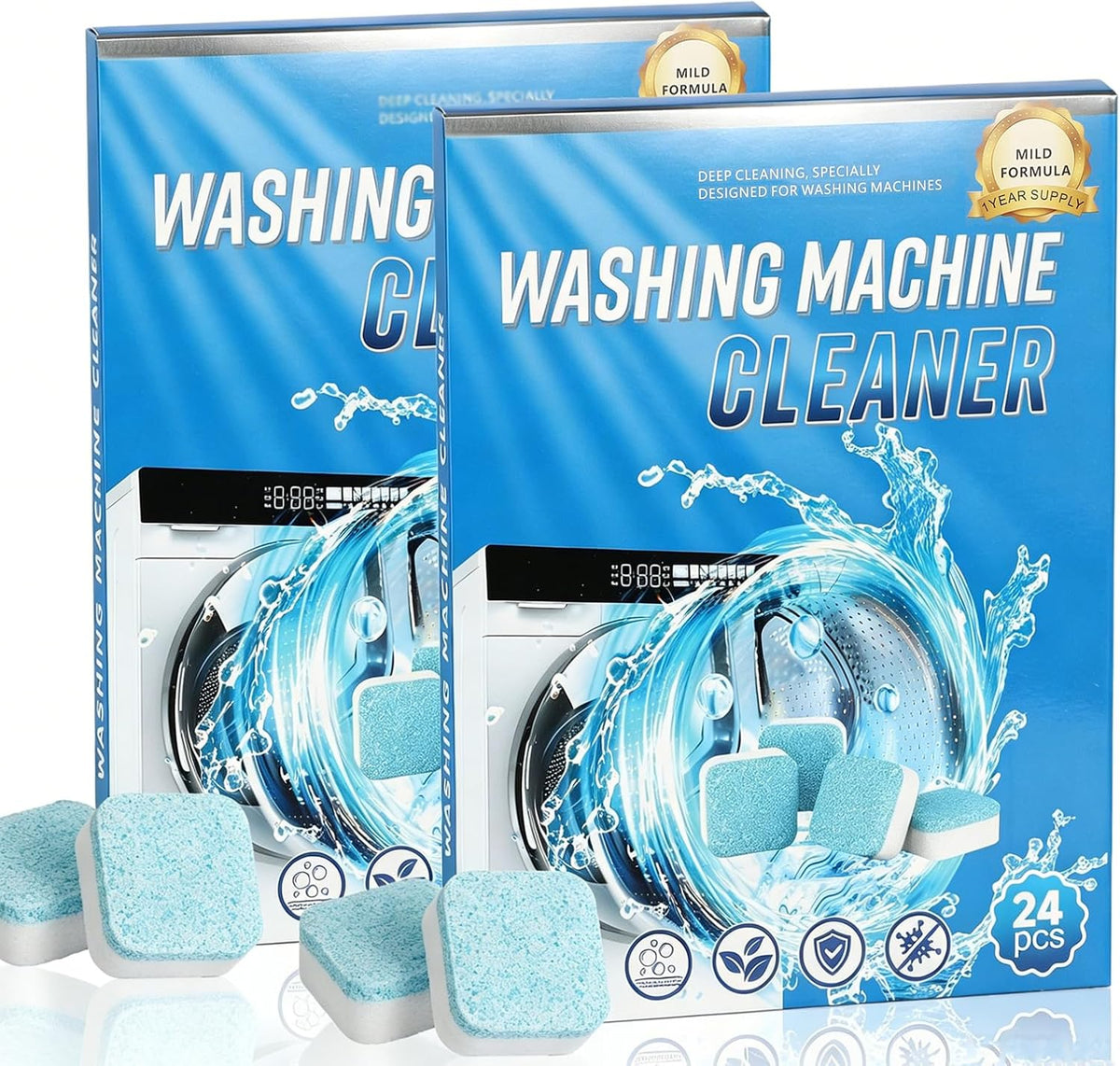 48 Washing Machine Cleaner Tablets, Descaler Odor Remover HE Washer