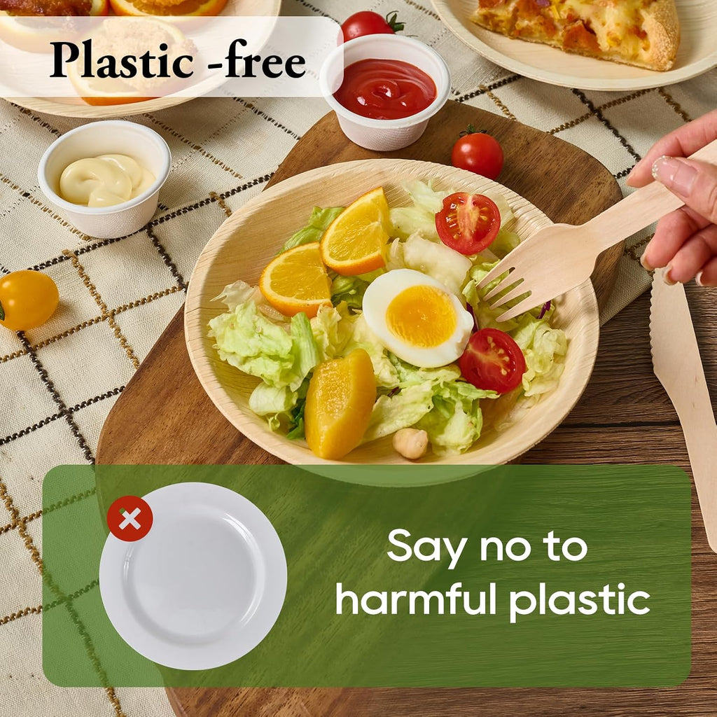 7.5 Inch Disposable Compostable Plate Like Bamboo Plate, 50 Pack