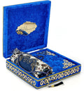 Luxury Islamic Prayer Velvet Covered Gift Box, Deluxe 4 Piece Set with Elegant Velvet Covered Quran & Prayer Beads