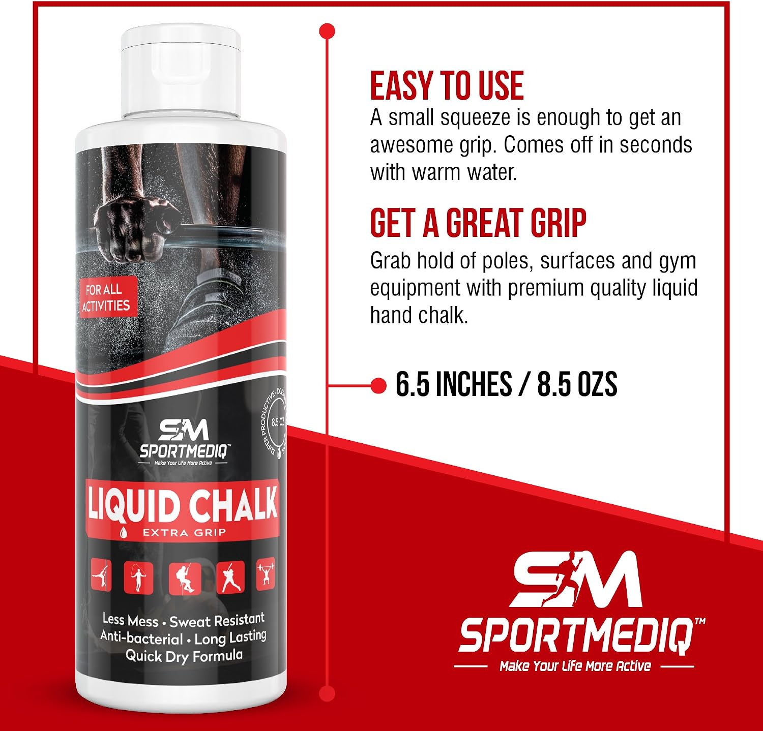 Pro Grade Liquid Chalk – Mess Free Professional Hand Grip for Gym, Weightlifting, Rock Climbing, Gymnastics, Rock