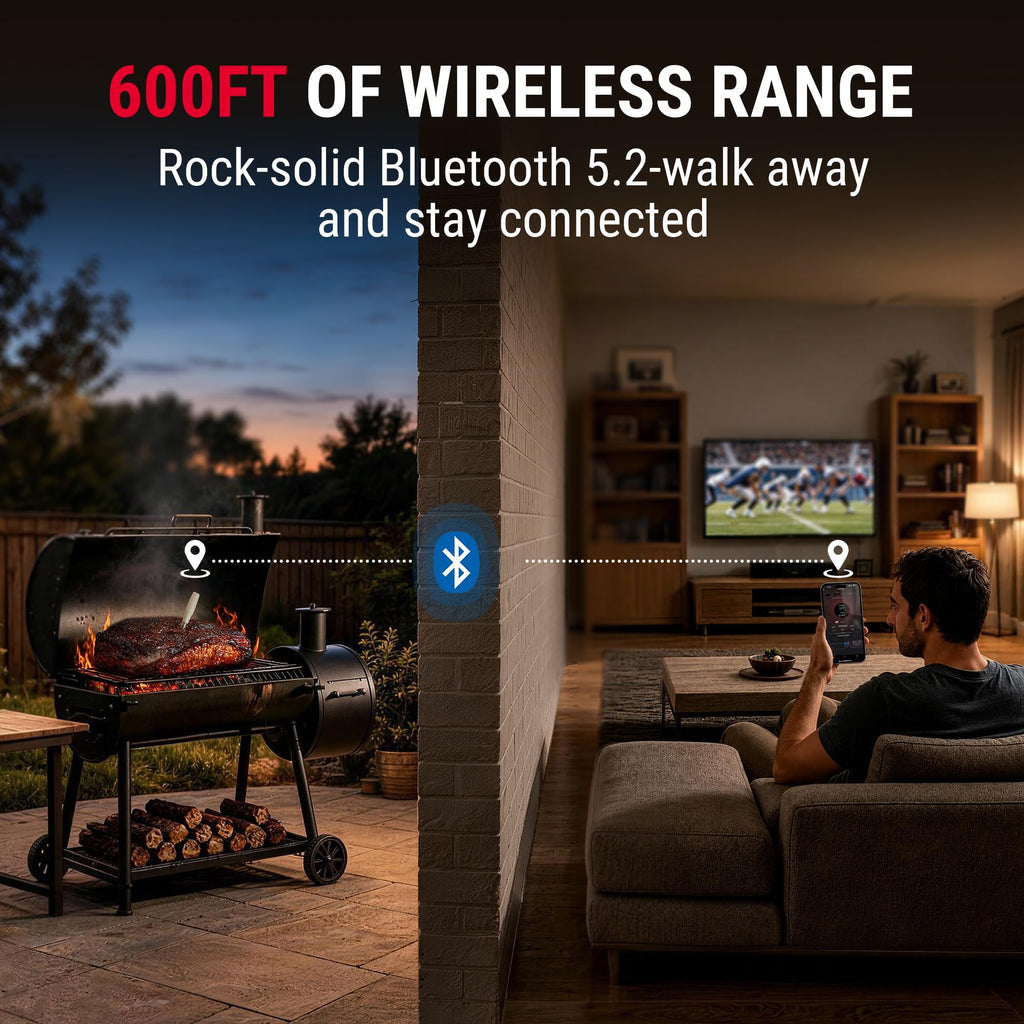 600FT Wireless Meat Thermometer for Cooking with 2 Thinner Probes