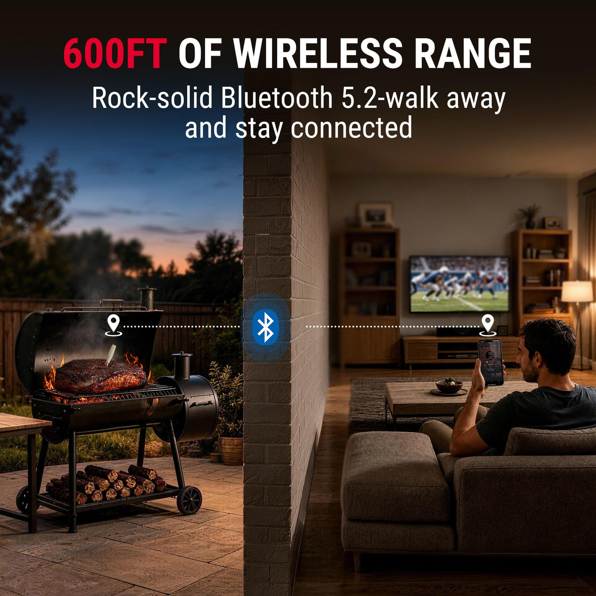 600FT Wireless Meat Thermometer for Cooking with 2 Thinner Probes