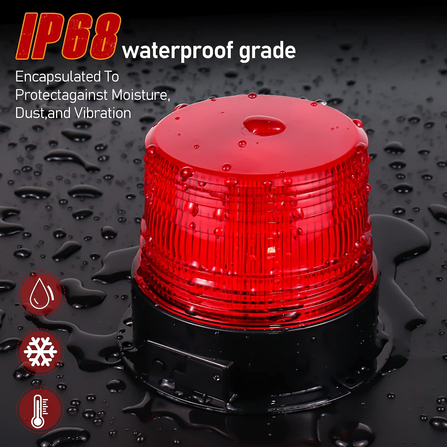 Magnetic Wireless Strobe Light Red Warning Beacon Light for Trucks | Rechargeable Waterproof Emergency Safety Rooftop