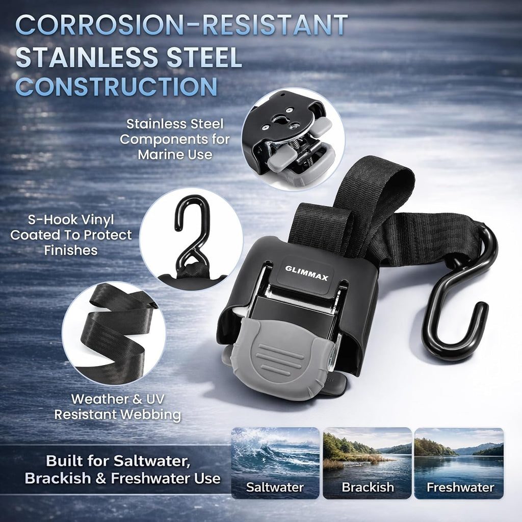 Retractable Boat Transom Tie Down Strap, 1-Pack 2x43in 2500lb