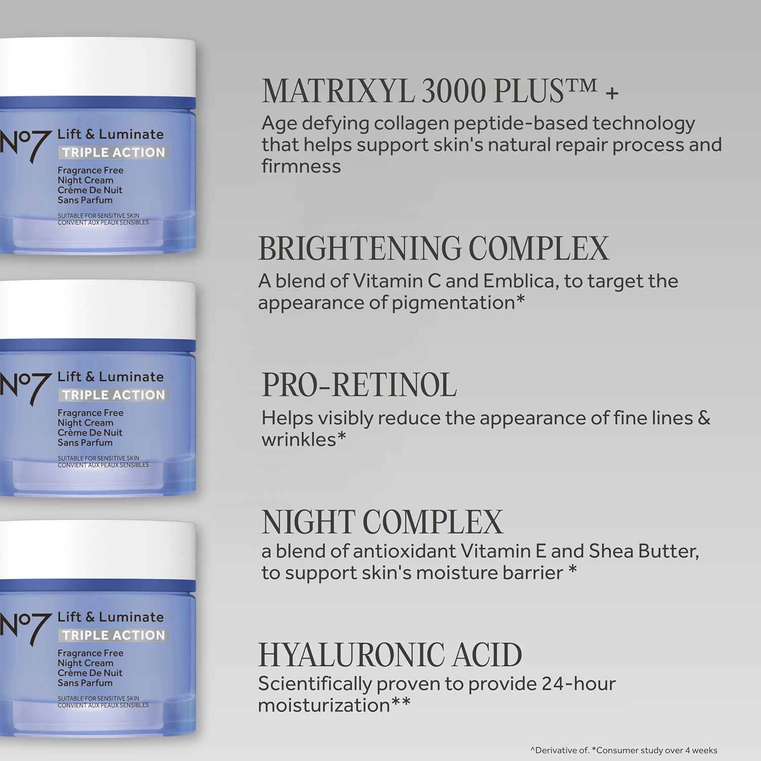 Lift and Luminate Triple Action Fragrance-Free Night Cream – Anti-Wrinkle Collagen Peptide Brightening Moisturizer