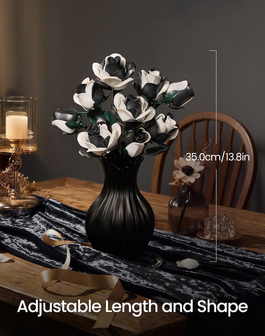 Black White Roses Flowers Building Set 3Pack Basket Stuffers Gifts