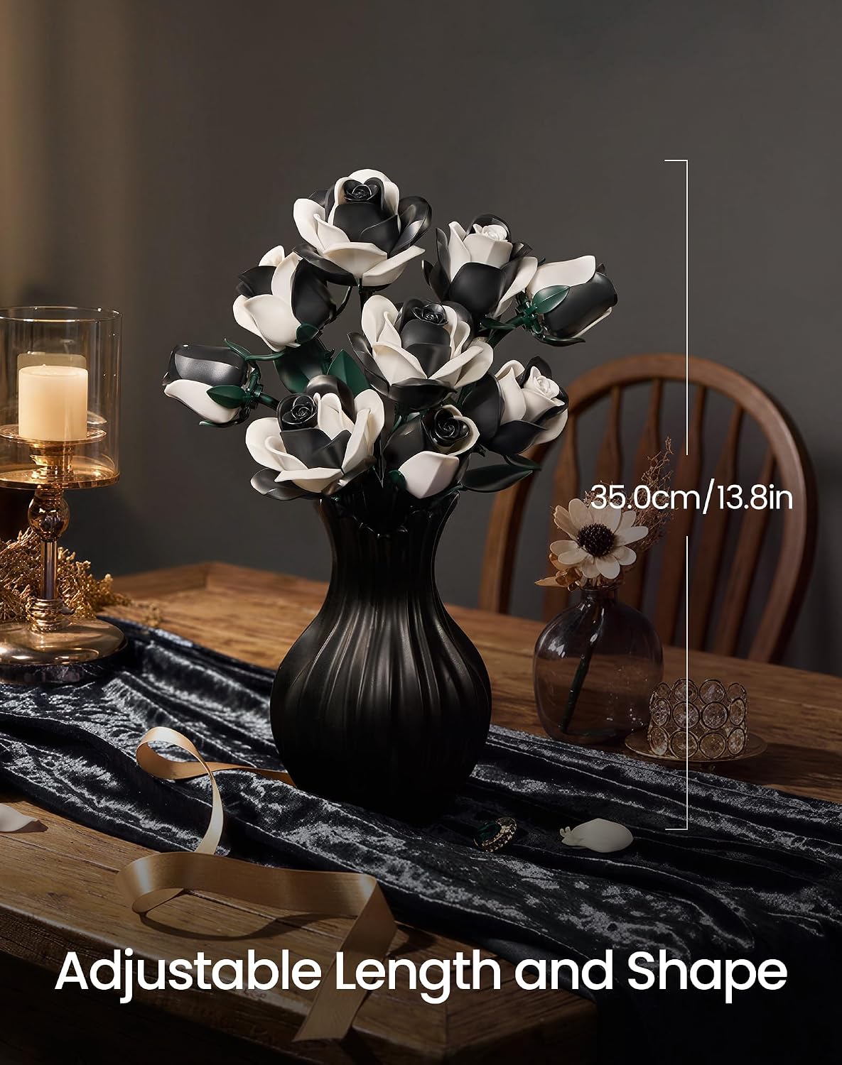 Black White Roses Flowers Building Set 3Pack Basket Stuffers Gifts