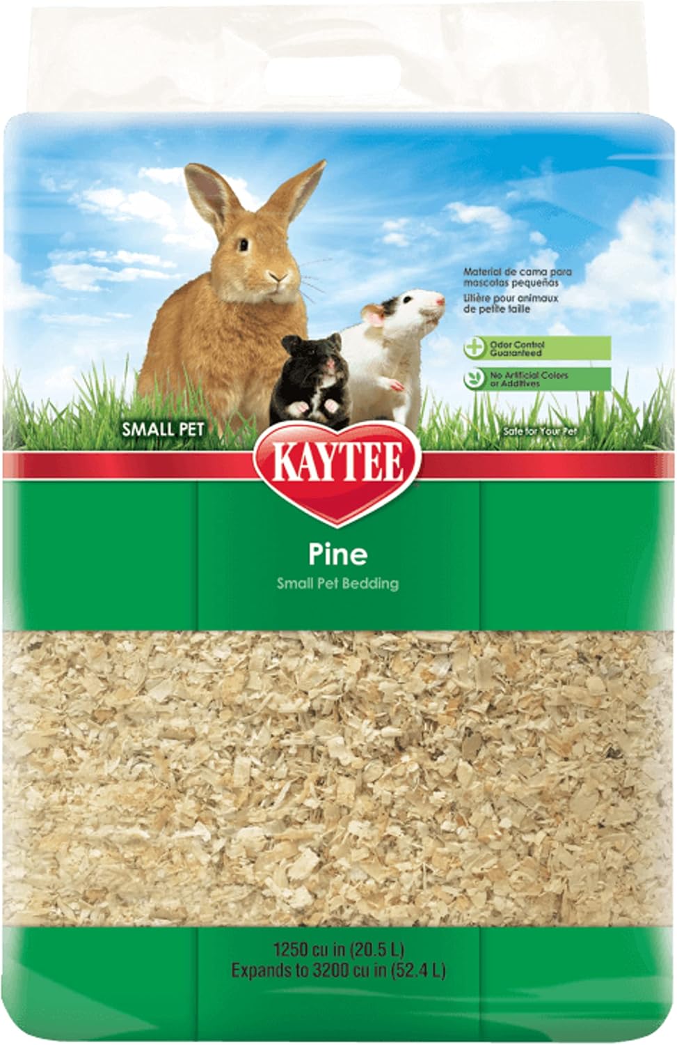 Small Animal Pine Bedding for Guinea Pigs, Rabbits, 52.4 Liter | Cleaner cages. Small animal bedding in pine