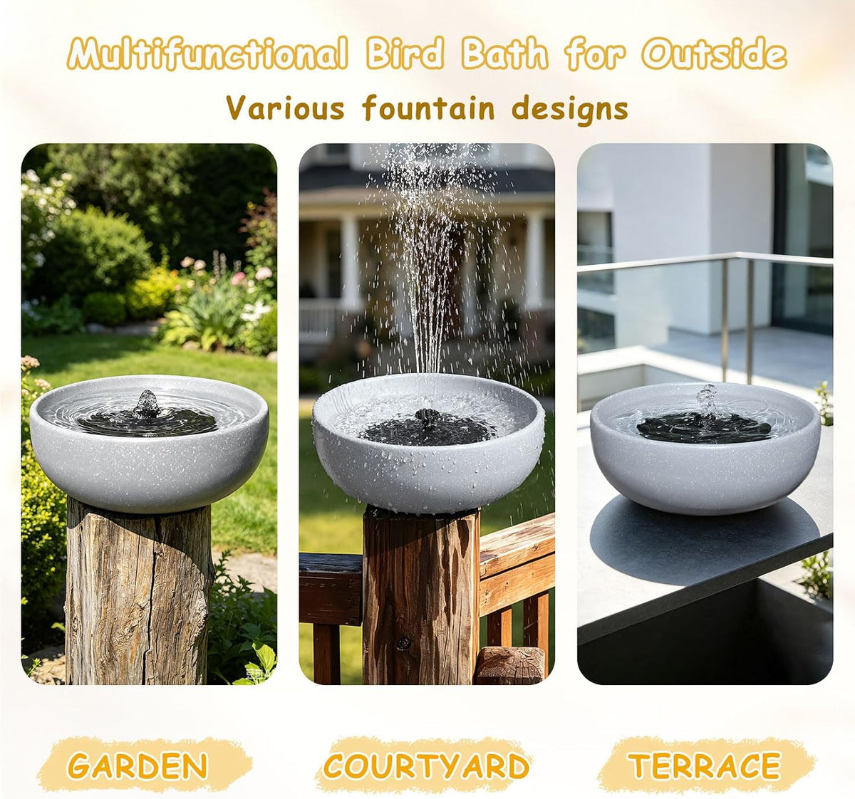 11.2" Solar Bird Bath Fountain for Outdoors,Bird Bath for Outside