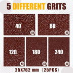 1 x 30 Inch Sanding Belts, 25 Pcs Assorted Grits(40/80/120/180/240)