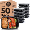Glotoch 50 Pack(100-Piece)32oz 2-Compartment Meal Prep Containers with Lids