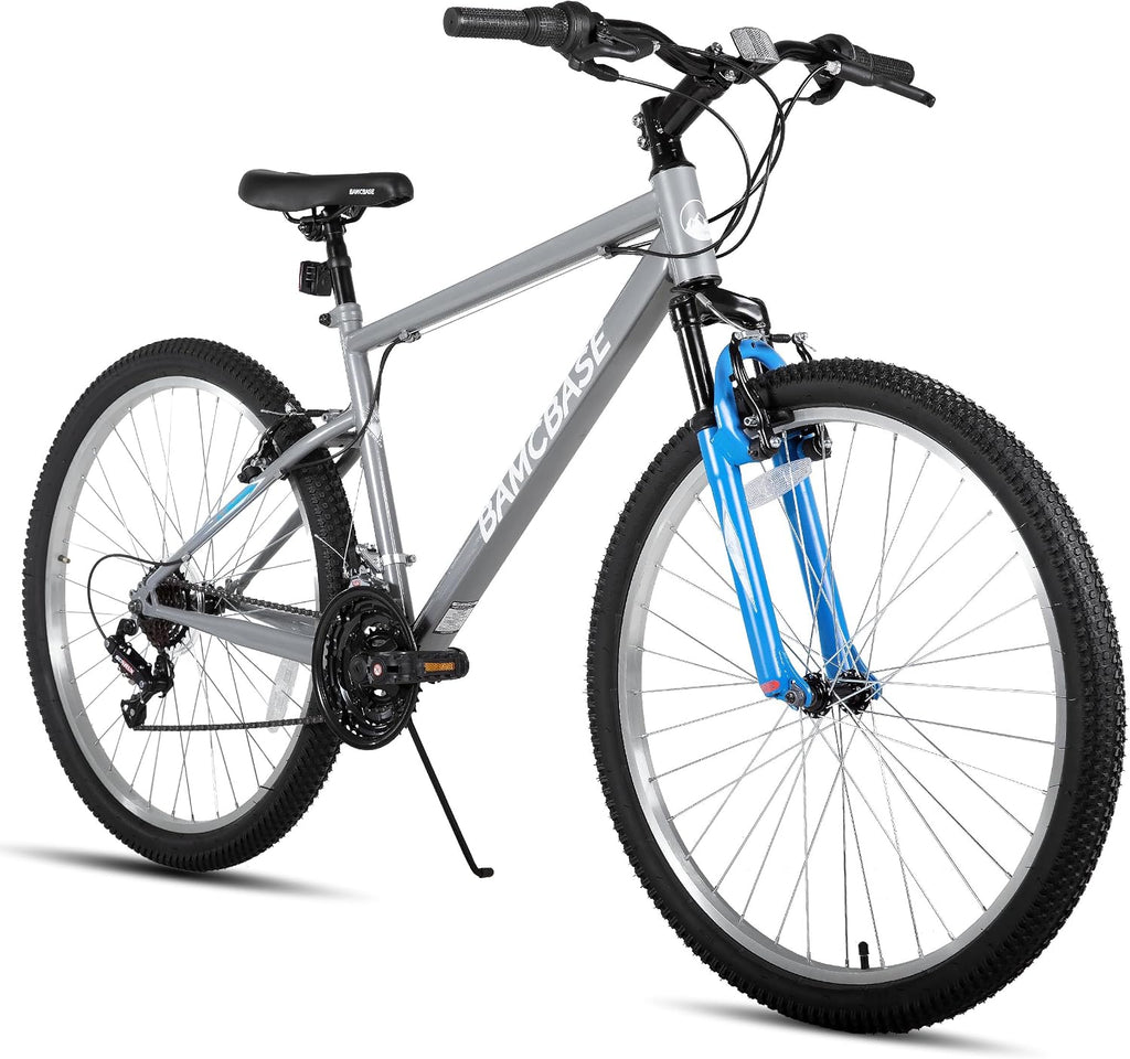 27 Inch Mountain Bike, Mens Womens MTB with 18 Speeds, High-Tensile Steel Frame, V Brake, Hardtail Bicycle for Adults