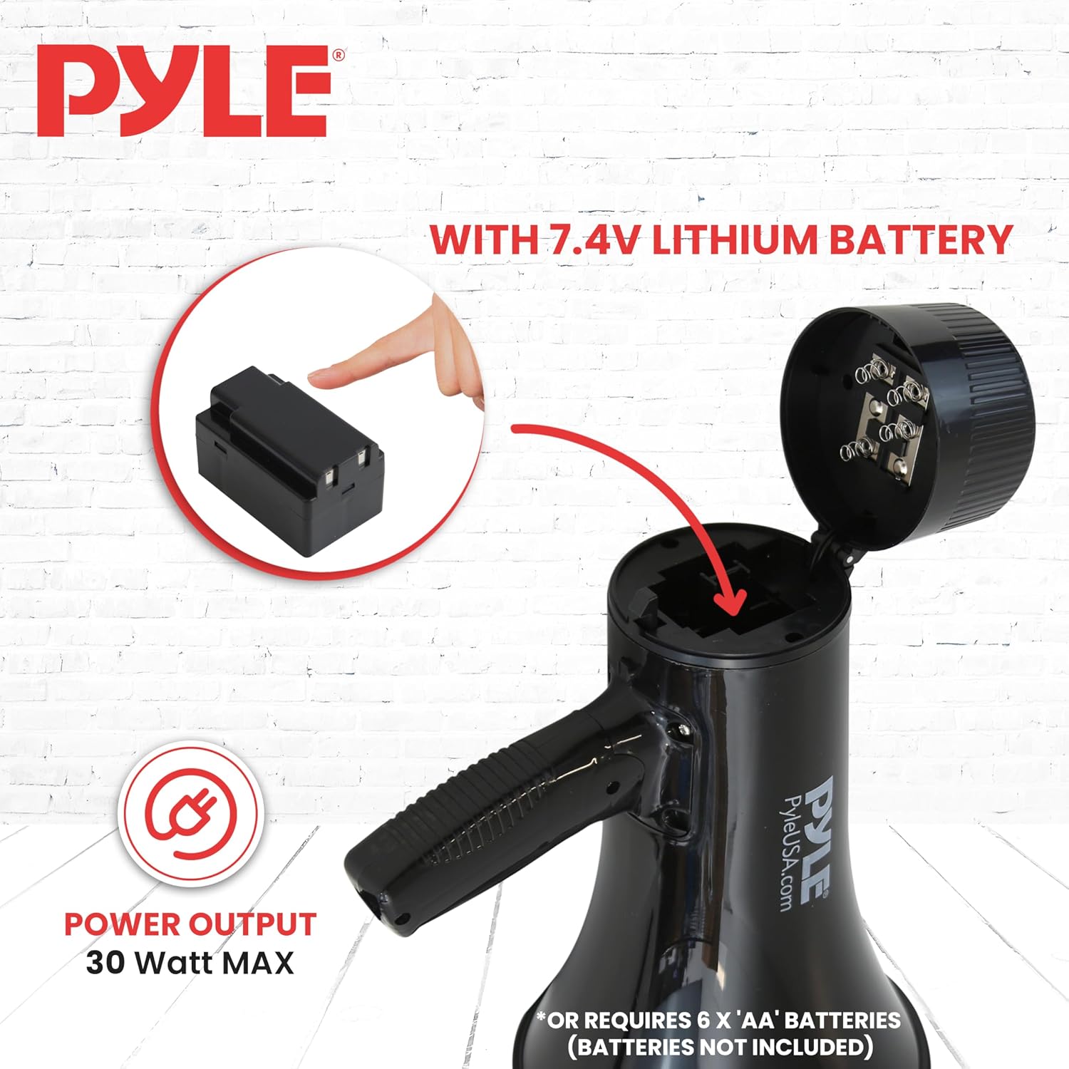 40W Megaphone Bullhorn with 1400-Yard Range, Built-in Siren & Adjustable Volume, Ergonomic Pistol Grip, Detachable