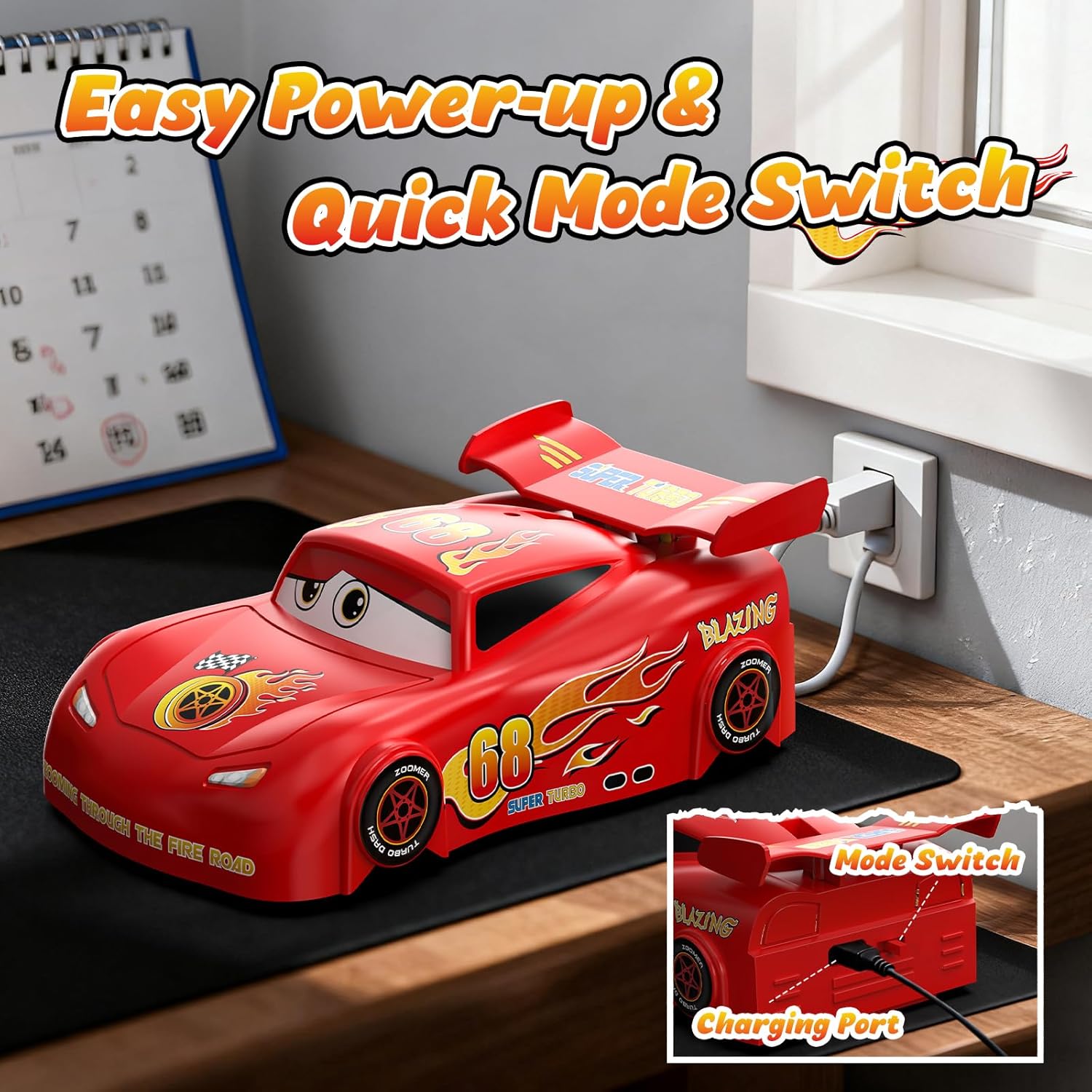 Lightning Remote Control Car for Kids, 360° Rotating Wall Climbing RC Car with DIY Stickers, Rechargeable Monster