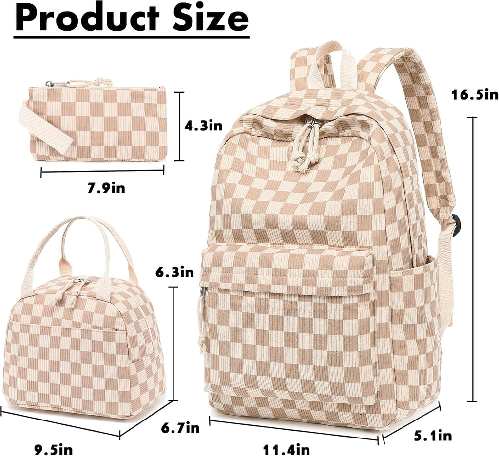 School Backpack Set Girls Womens Laptop Bookbag Casual Daypack Fits 15 inch Laptop with Lunch Tote Bag and Pencil Bag