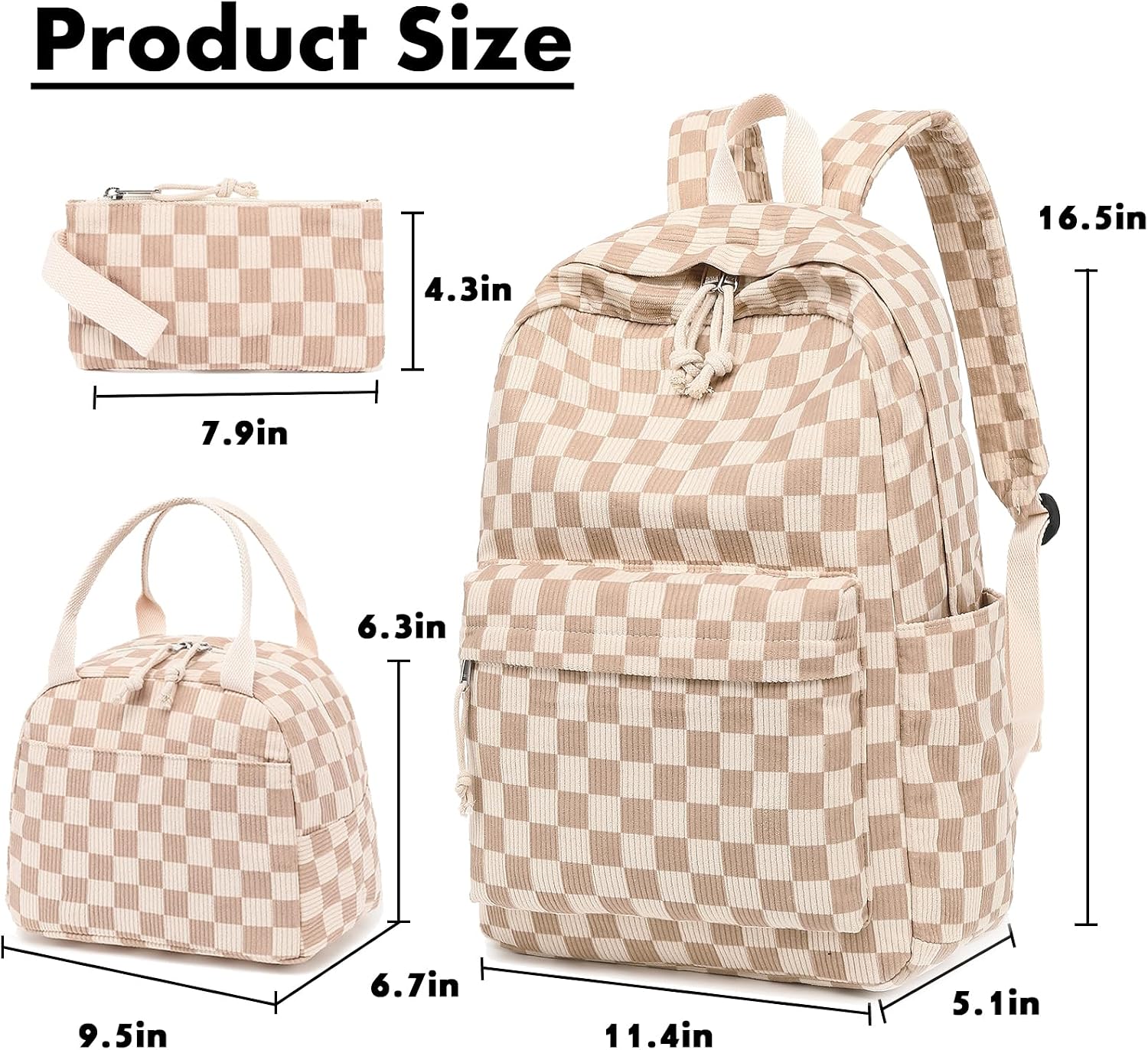 School Backpack Set Girls Womens Laptop Bookbag Casual Daypack Fits 15 inch Laptop with Lunch Tote Bag and Pencil Bag