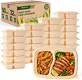 Glotoch 50 Pack (100-Piece) 32oz-2 Comp Meal Prep Containers with Lids