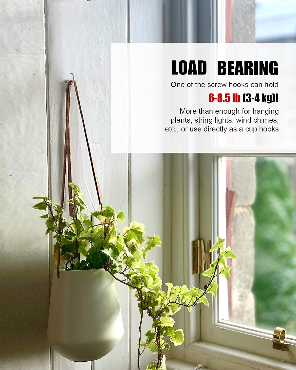 Ceiling Hooks – Vinyl Coated ScrewHook – 1-1/2 Inches Cup Hook – Screw-in Hooks – 20 Pack – White