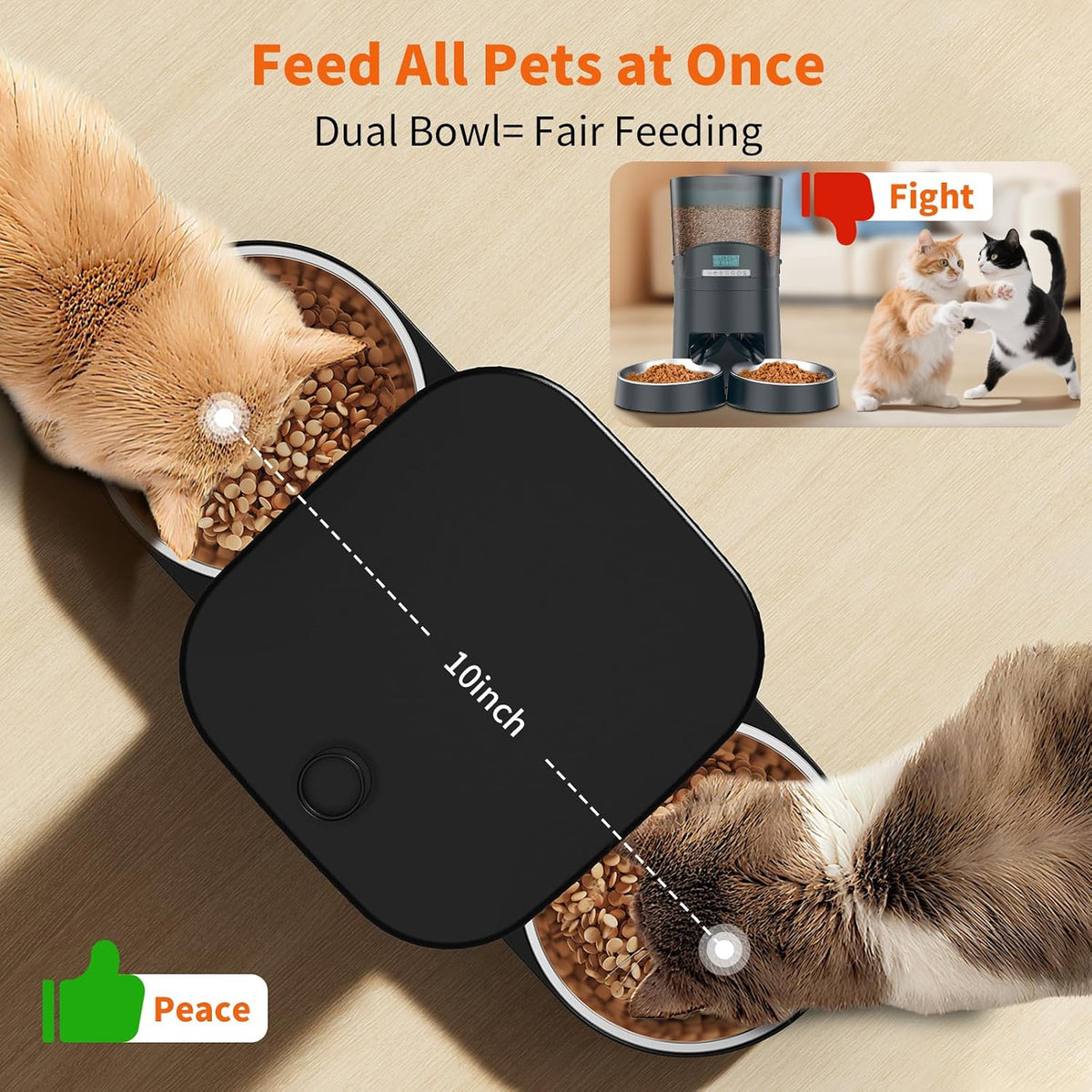 Automatic Cat Feeder for 2 Cats,2.4G/5G WiFi APP Control