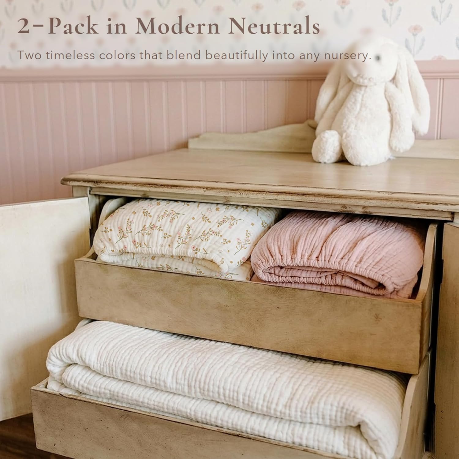 Muslin Crib Sheets for Girl Boy, 2 PCS Soft and Breathable Cotton Baby Sheets for Standard Crib Mattress, 52"x 28"