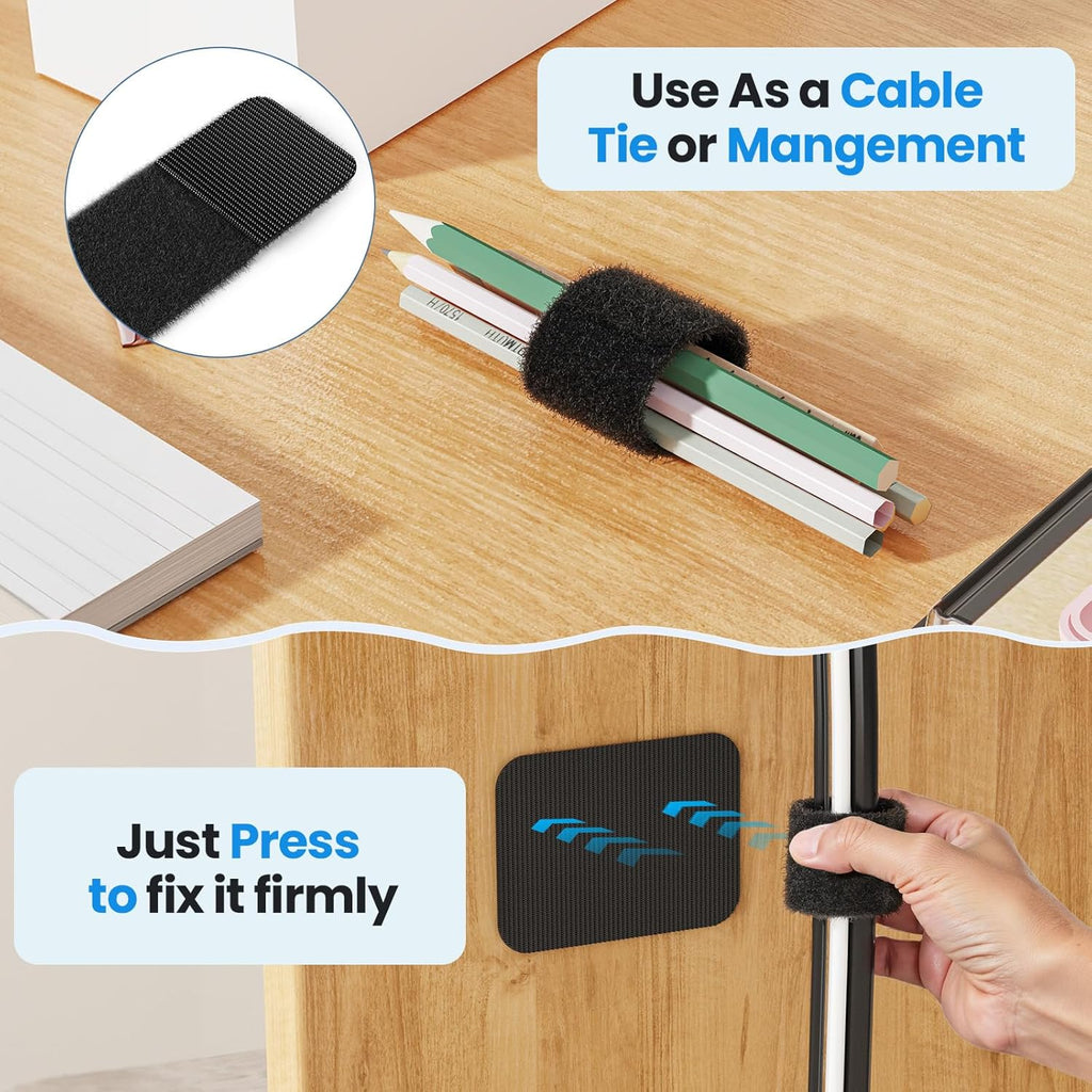 Cable Management Under Desk, 【Up to 15 Cord】【Enhanced Wire Holder】 Cord Organizer, Adjustable Hook and Loop Cable