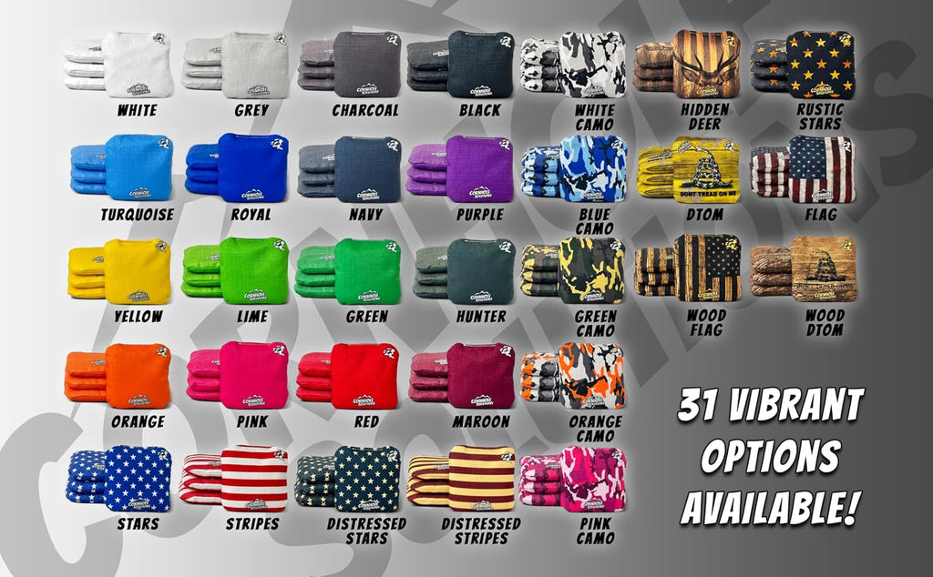 Cornhole Bags Set of 8 – Regulation Pro Style 6x6 – Resin Filled + Tote Bag