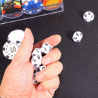25 Pcs Polyhedral Dice Set,Black with White,10 Sides