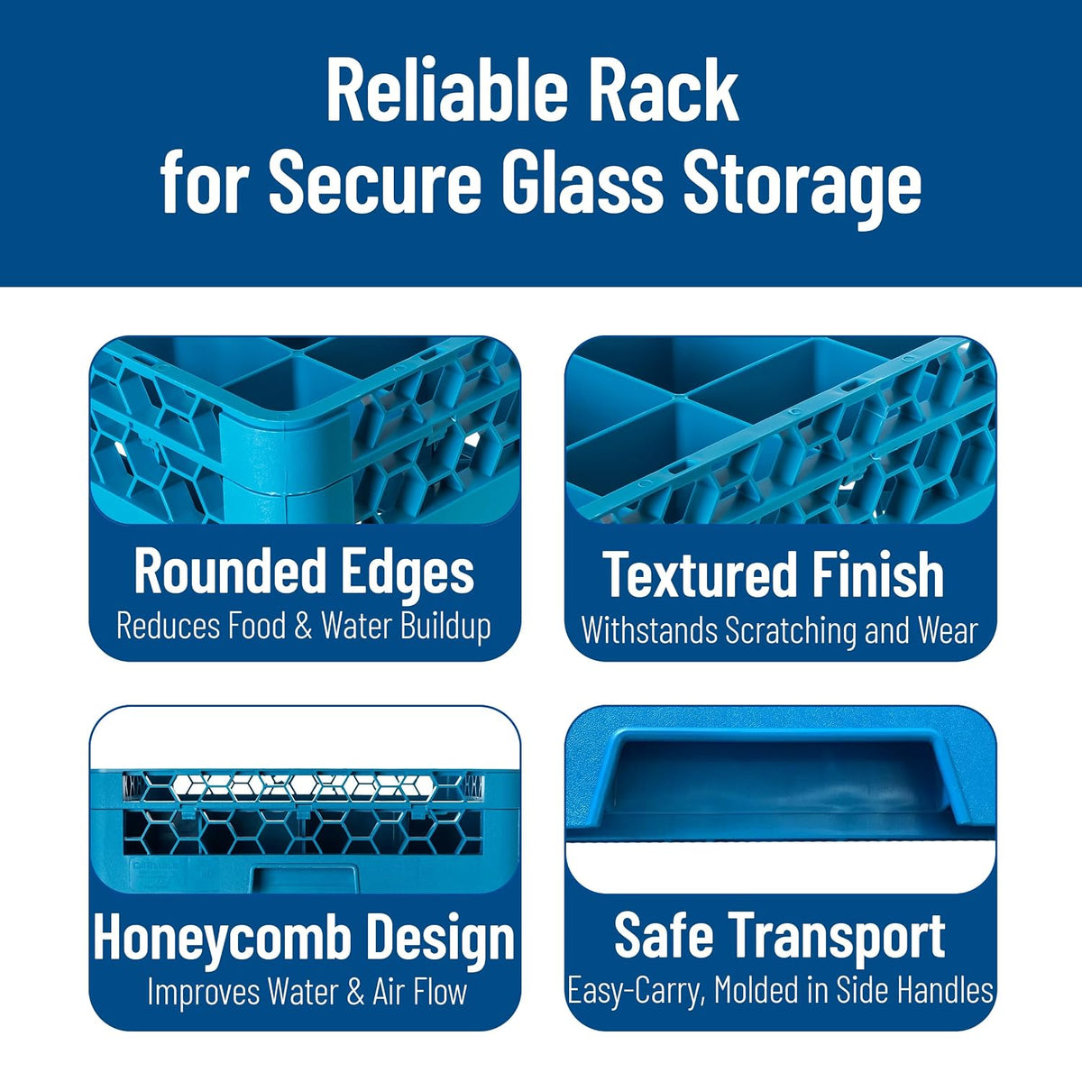 Opticlean 25-Compartment Glass Rack with 1 Extender, Blue , 5.56"