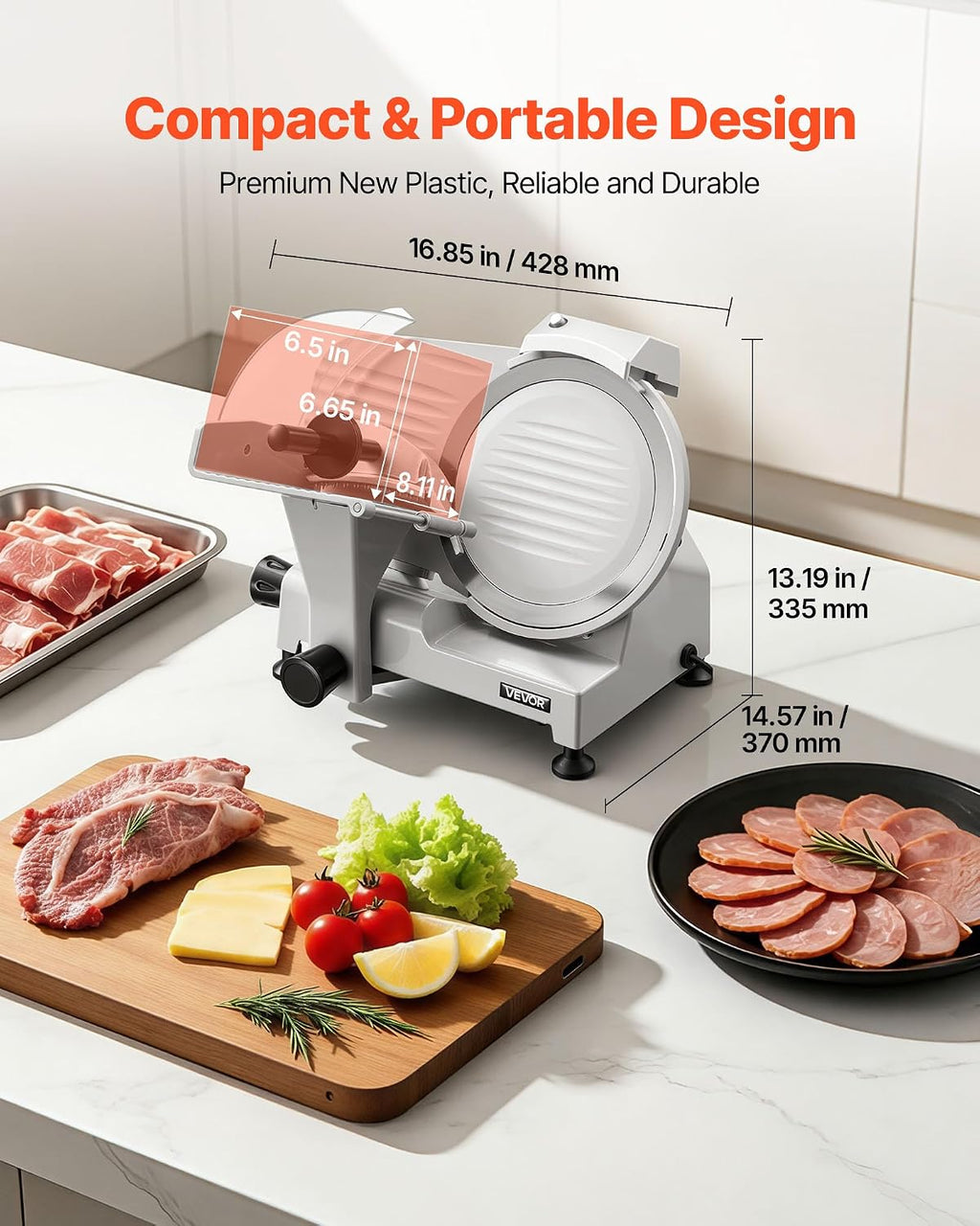 Commercial Meat Slicer 300W Electric Cutter 10" Carbon Steel Blade