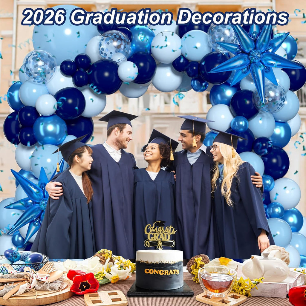 Blue Balloons Arch Kit, Different Shades Navy Blue Balloons for Blue Graduation Decorations 2026 Grad Class Father's