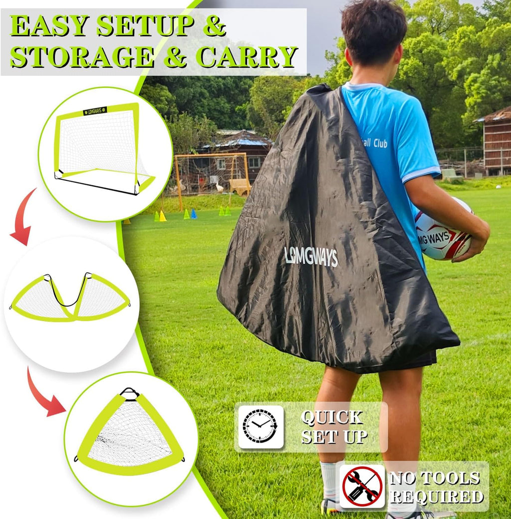 Soccer Goal for Kids + Youth with Carry Bag for Practice & Games | Indoor+Outdoor Use| Easy Set Up| Multiple Sizes|