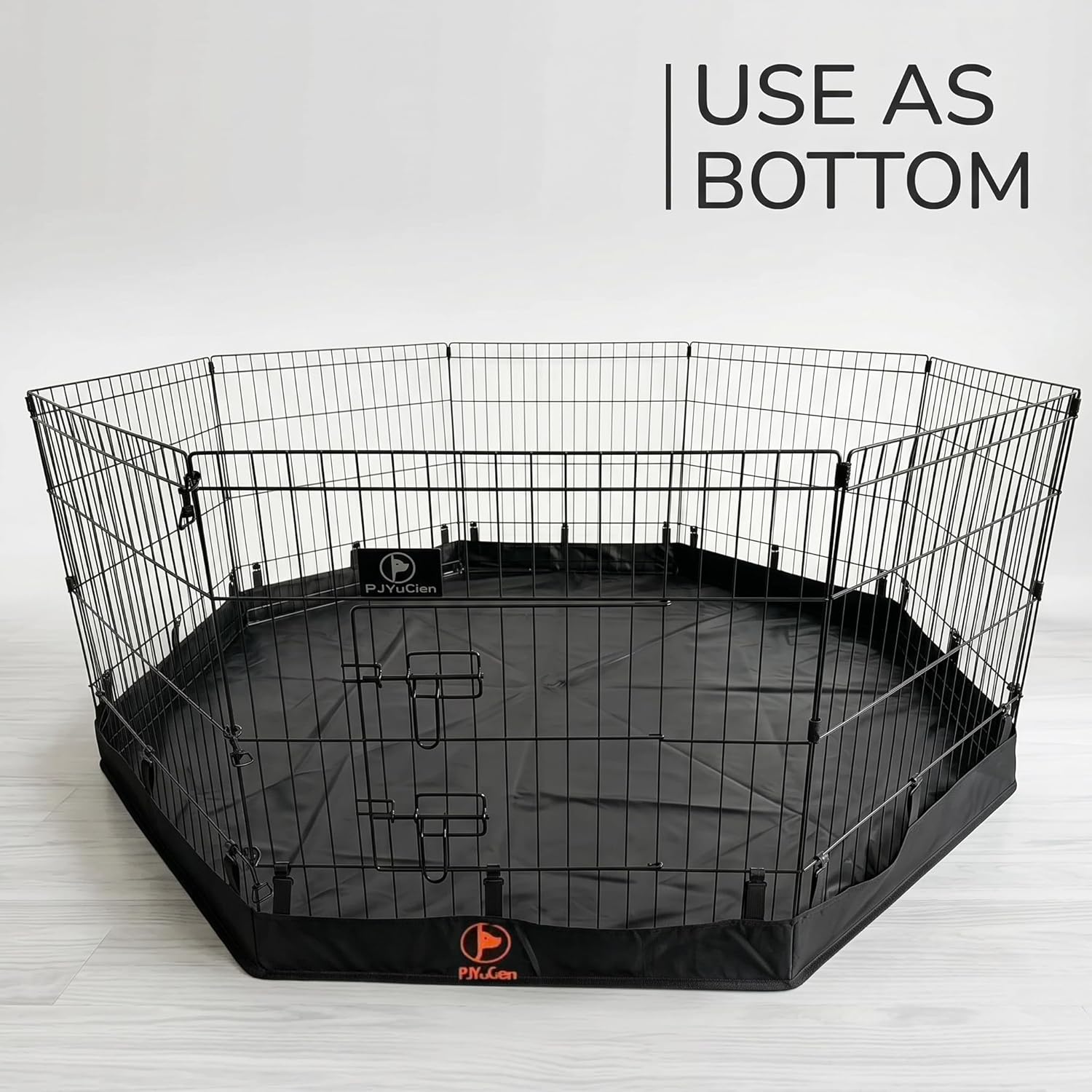 Octagonal Dog Playpen with Bottom Pad - Metal Foldable Exercise Pen, 8 Panels 24" H x 24" W Indoor Outdoor Pet Fence