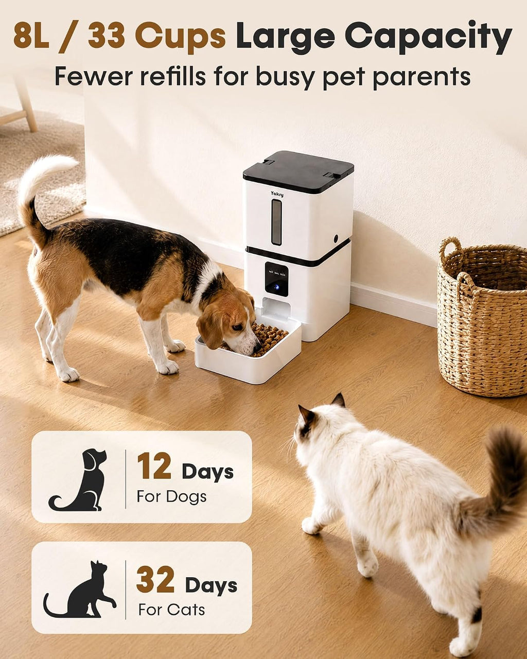 Automatic Dog Feeder with Camera - 8L/33 Cups Smart Dog Feeder